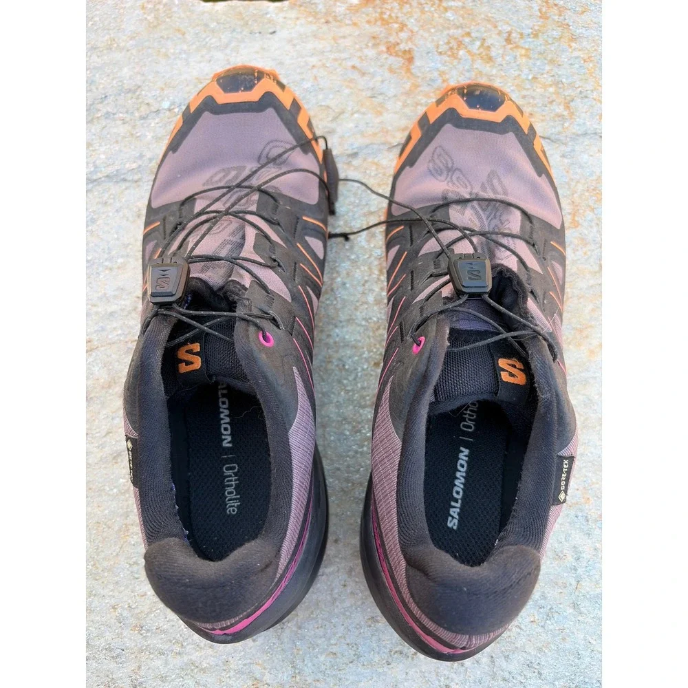 Salomon Speedcross 6 Gore-Tex Mens 8.5 Trail Running Shoes Black Pink Orange